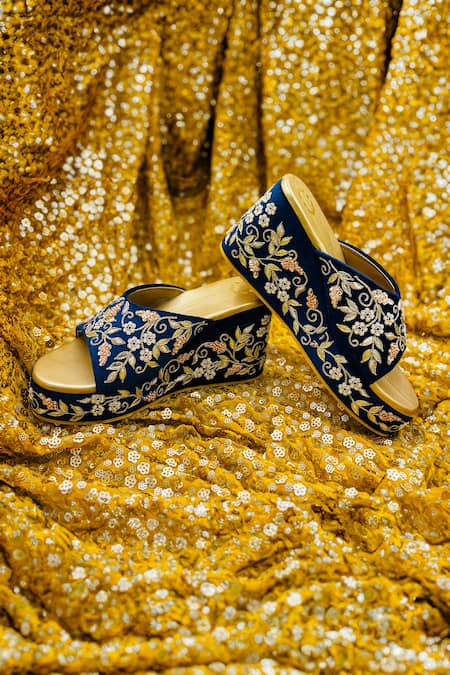 Rajasthani Stuff Lochana Floral Embroidered Wedges 