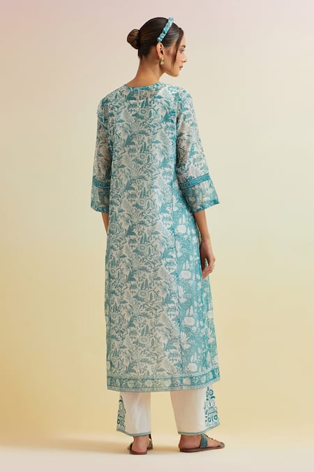 Upavita Floral Hand Block Kalidar Print Kurta & Pant Set 