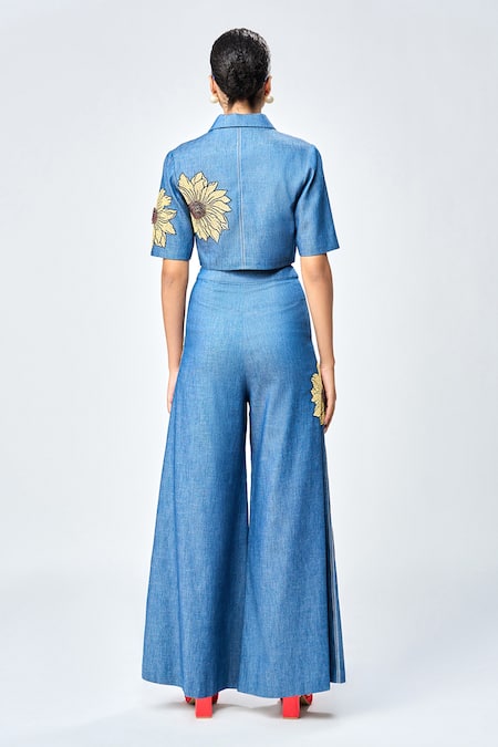 Shahin Mannan Daisy Embroidered Flared Pant 