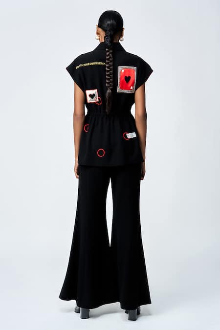 Shahin Mannan Stamp Patch Robe Jacket With Flared Pant 