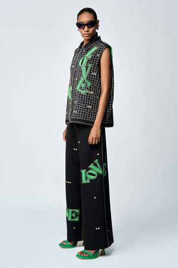 Buy Shahin Mannan Black Crepe Beads, Embroidery Love Embellished Flared Pant Online at Aza Fashions Buy_Shahin Mannan_Black Crepe Beads, Embroidery Love Embellished Flared Pant _Online_at_Aza_Fashions