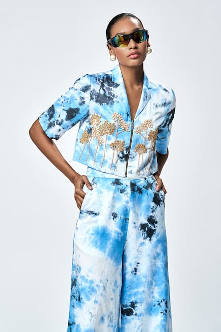Shahin Mannan Tie-Dye Pattern Embroidered Shirt 