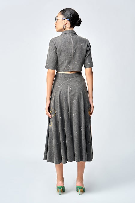 Shahin Mannan Circular Embroidered Skirt 