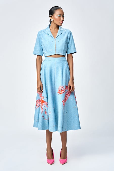 Shahin Mannan Dragonfly Embroidered Skirt 