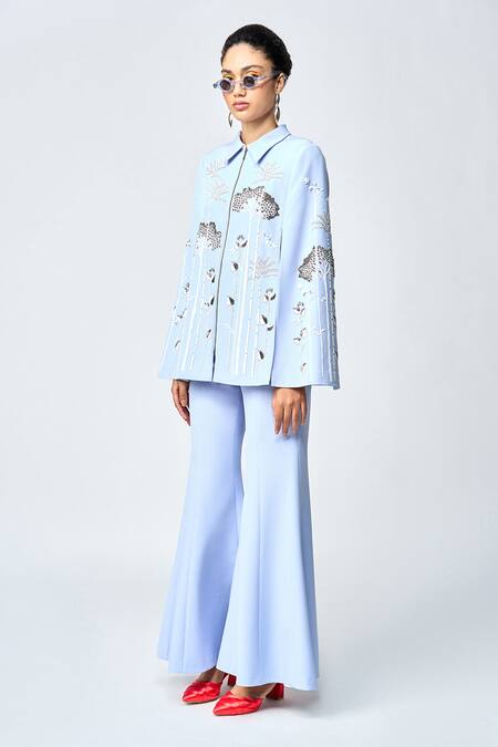 Buy Shahin Mannan Blue Tropical Forest Embroidered Cape Online at Aza Fashions Buy_Shahin Mannan_Blue Tropical Forest Embroidered Cape _Online_at_Aza_Fashions