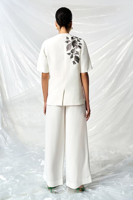 Shahin Mannan Overlap Hazel Leaf Embroidered Blazer 