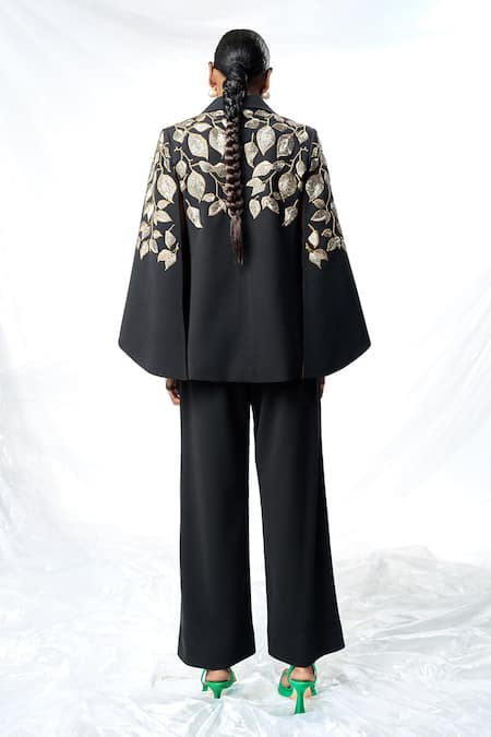 Shop Shahin Mannan Black Hand Embroidered Cape at Aza Fashions Shop_Shahin Mannan_Black Hand Embroidered Cape _at_Aza_Fashions