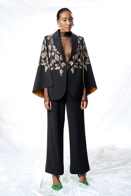 Shahin Mannan Black Hand Embroidered Cape Online at Aza Fashions Shahin Mannan_Black Hand Embroidered Cape _Online_at_Aza_Fashions