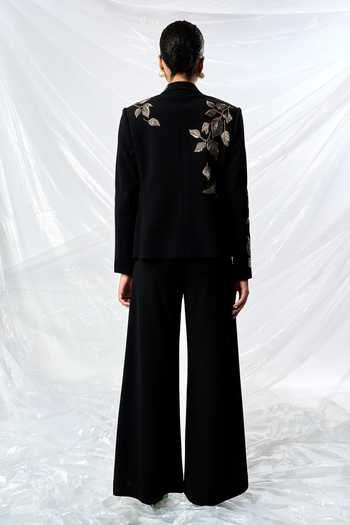 Shop Shahin Mannan Black Crepe Flared Hem Pant at Aza Fashions Shop_Shahin Mannan_Black Crepe Flared Hem Pant _at_Aza_Fashions