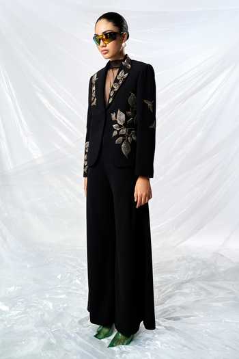 Buy Shahin Mannan Black Crepe Flared Hem Pant Online at Aza Fashions Buy_Shahin Mannan_Black Crepe Flared Hem Pant _Online_at_Aza_Fashions