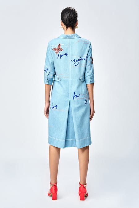 Shahin Mannan Butterfly Scribble Empire Dress 