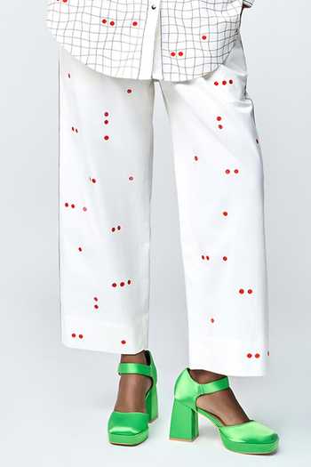 Shahin Mannan_Ivory Poplin Embroidery Collared Love Checks Shirt And Pant Set _at_Aza_Fashions