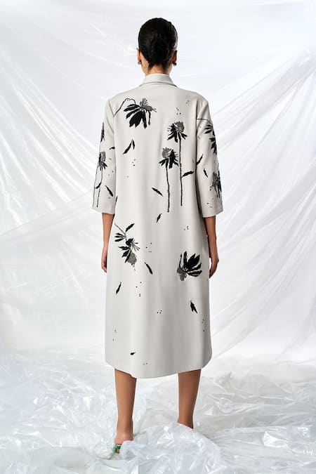 Shahin Mannan Dainty Leaves Applique Dress 