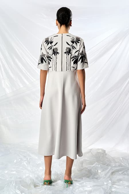 Shahin Mannan Dainty Leaves Applique A-line Dress 