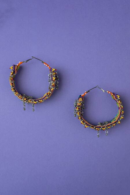 Krutiarts_Multi Color Imitation Diamonds Haltino Tha Embellished Earrings _Online_at_Aza_Fashions