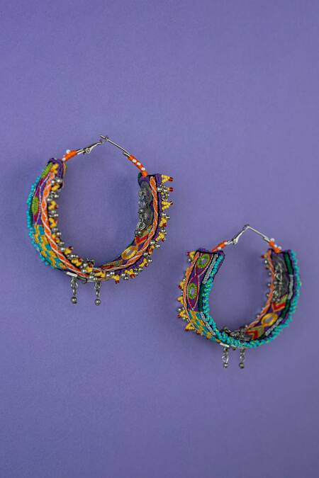 Buy_Krutiarts_Multi Color Imitation Diamonds Haltino Tha Embellished Earrings 