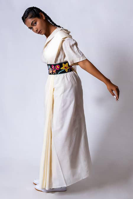 Buy_Krutiarts_Black Embellished Tambola Evil Eye Embroidered Belt- Single Pc _Online_at_Aza_Fashions