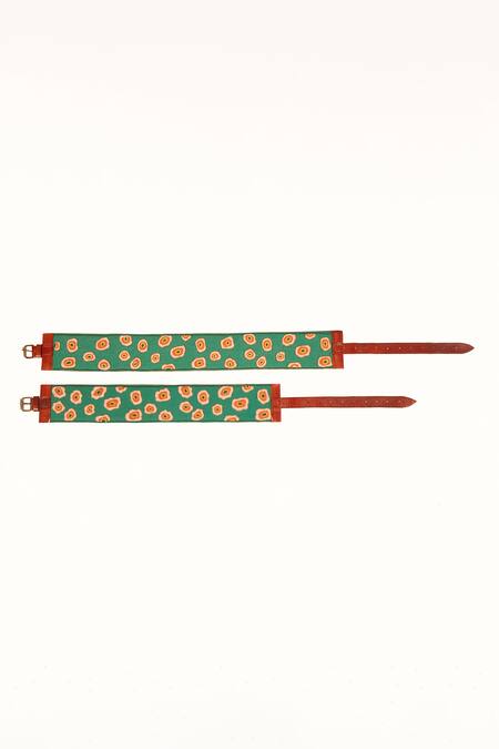 Shop_Krutiarts_Green Embroidery, Sequins, Beads Marbles Abstract Floral Belt- Single Pc _Online_at_Aza_Fashions
