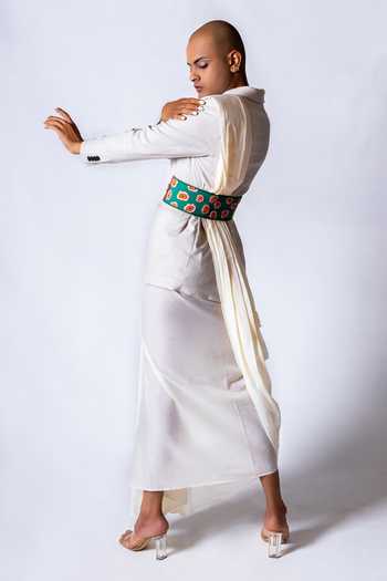 Krutiarts_Green Embroidery, Sequins, Beads Marbles Floral Abstract Belt- Single Pc _Online_at_Aza_Fashions