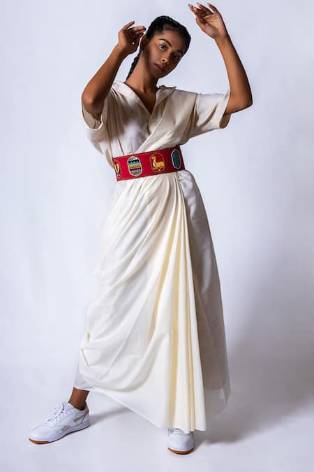 Krutiarts_Pink Embellished Rummy Thread Embroidered Belt- Single Pc _at_Aza_Fashions