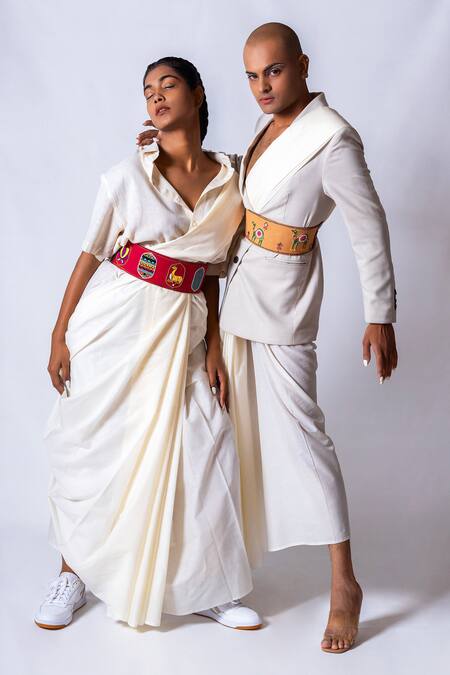 Buy_Krutiarts_Brown Embellished Candyman Camel Embroidered Belt- Single Pc _Online_at_Aza_Fashions