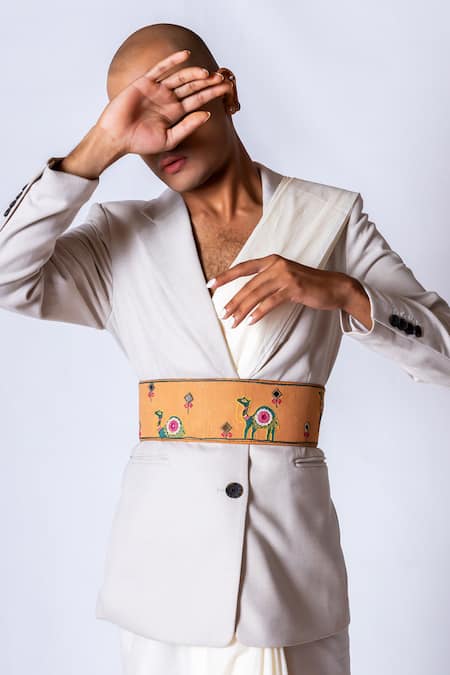 KrutiArts Candyman Camel Thread Embroidered Belt- Single Pc 