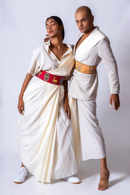 Krutiarts Brown Embellished Candyman Camel Thread Embroidered Belt- Single Pc Online at Aza Fashions Krutiarts_Brown Embellished Candyman Camel Thread Embroidered Belt- Single Pc _Online_at_Aza_Fashions