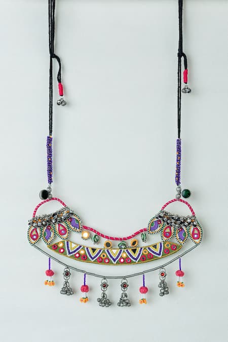 Shop_Krutiarts_Green Para Layered Necklace _at_Aza_Fashions