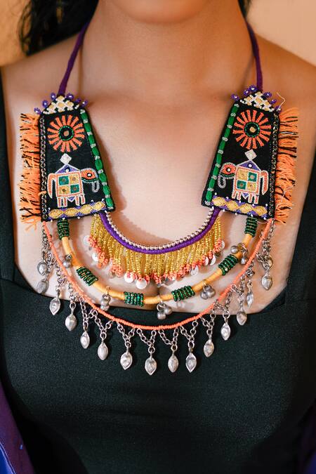 Shop_Krutiarts_Black Veto Tha Layered Boho Necklace _Online_at_Aza_Fashions