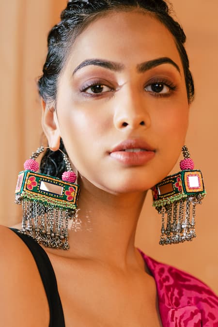 KrutiArts Dagu Magu Embroidered Earrings 