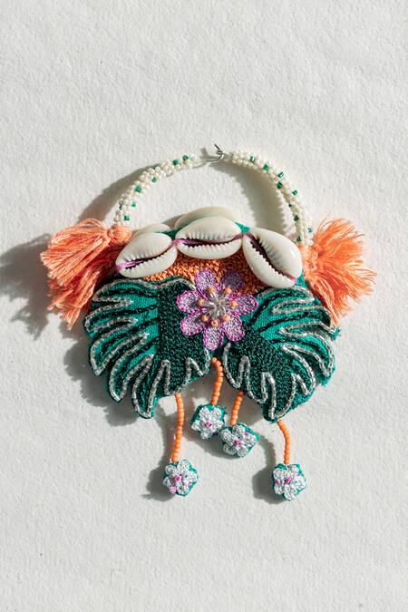 Buy_Krutiarts_Green Embroidery Le Morne Earrings 