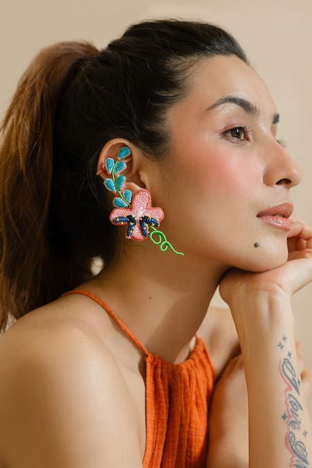 KrutiArts Tahiti Embroidered Ear Cuffs 