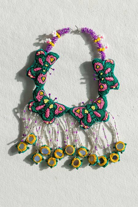 Buy_Krutiarts_Green Embroidery Navagio Hoops _Online_at_Aza_Fashions