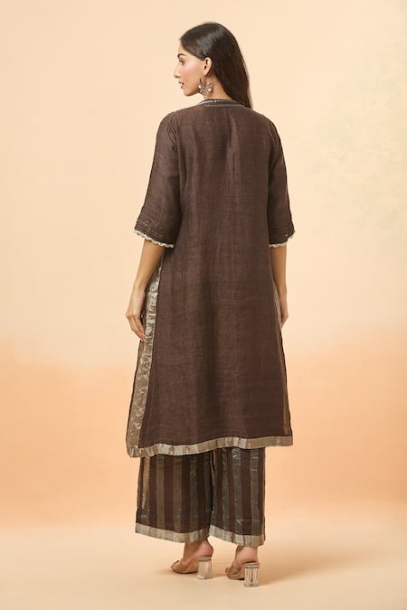 Divya Kanakia Stripe Woven Kurta & Flared Pant Set 