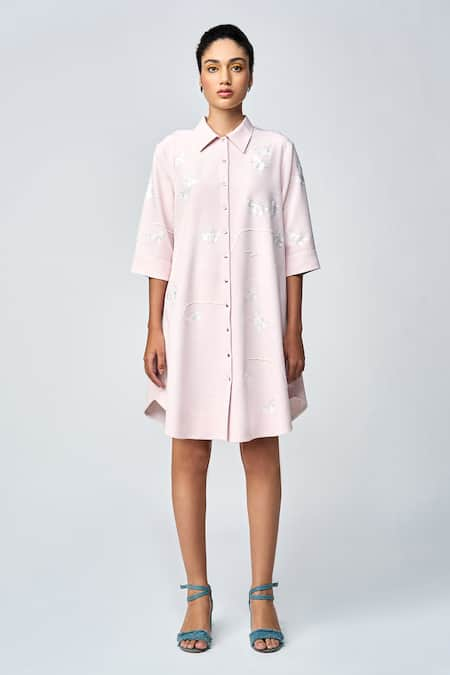 Shahin Mannan Fuzzy Butterfly A-line Shirt Dress 