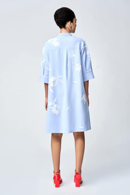 Shahin Mannan Dainty Leaves Appliqued Flared Dress 