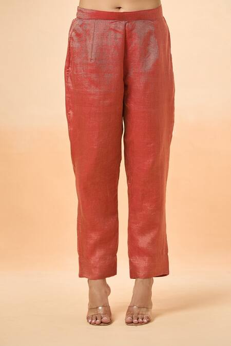 Divya Kanakia_Orange V-neck Embroidered Kaftan And Pant Set _Online_at_Aza_Fashions