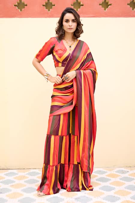 BAARO MASI Shabnam Pre-Draped Saree With Blouse 