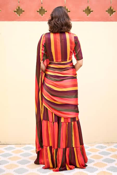 Baaro Masi Shabnam Pre-Draped Saree With Blouse 