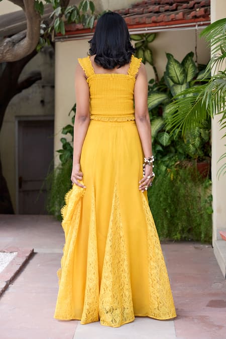 Baaro Masi Sushmita Lace Panelled Lehenga & Blouse Set 