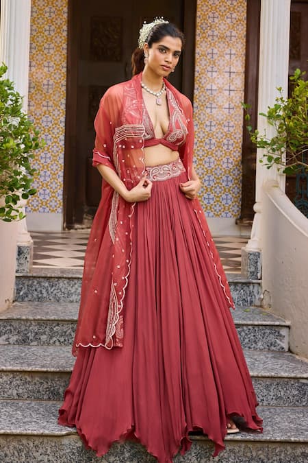 Label RSD Paisley Embroidered Waist Lehenga Set 