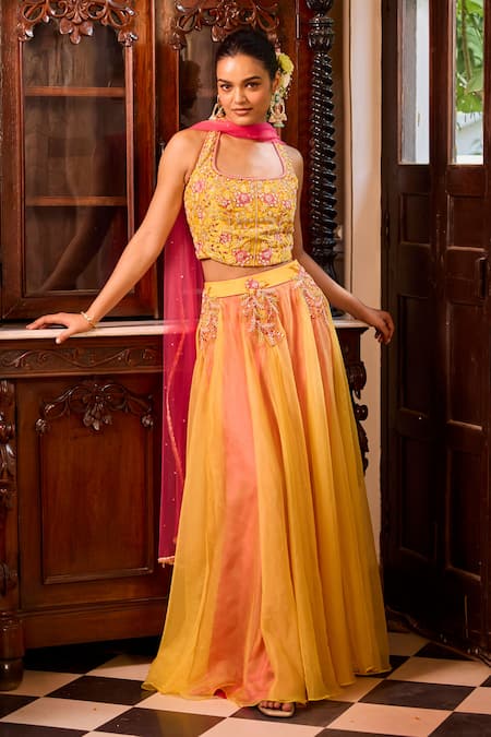 Label RSD Hand Embroidered Blouse Lehenga Set 