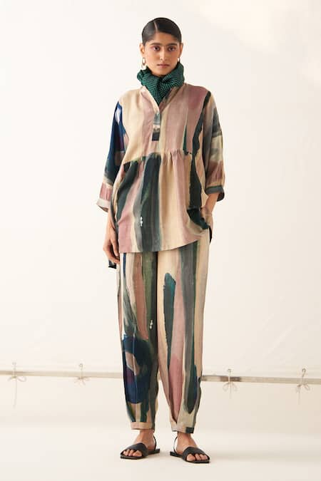 OFRIDA Abstract Print Top & Pant Set 