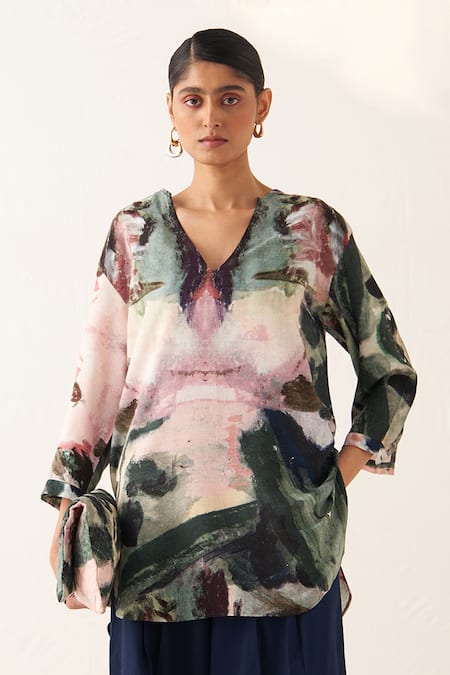 OFRIDA Island MK Abstract Expressionist Print Kurta 