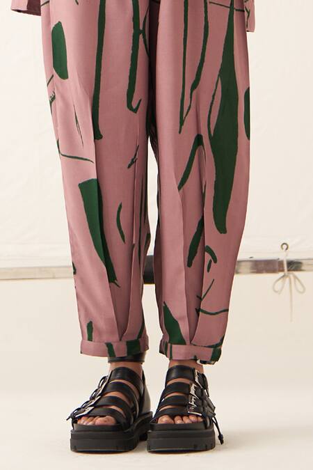 OFRIDA_Pink Lycra Collared Rough Summer Suri Shirt_Online_at_Aza_Fashions