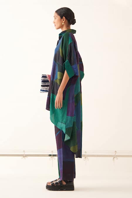 Shop OFRIDA Multi Color Cotton Time Warp Stft Pant Online at Aza Fashions Shop_OFRIDA_Multi Color Cotton Time Warp Stft Pant _Online_at_Aza_Fashions