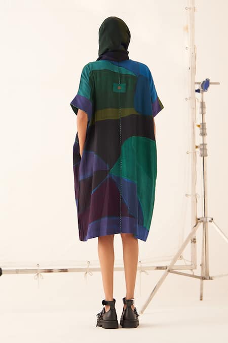 OFRIDA Time Warp Abstract Expressionist Print Kaftan Dress 