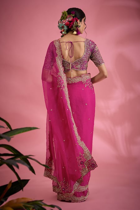 Show Shaa Cutwork Sequins Embroidered Saree Blouse