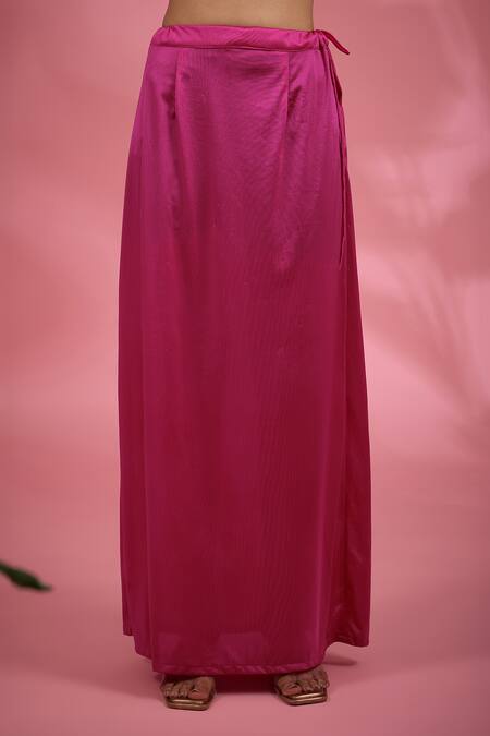 Buy_Show Shaa_Magenta Chanderi, Satin Sequins, Embroidery Asymmetric Cutwork Saree Blouse _Online_at_Aza_Fashions