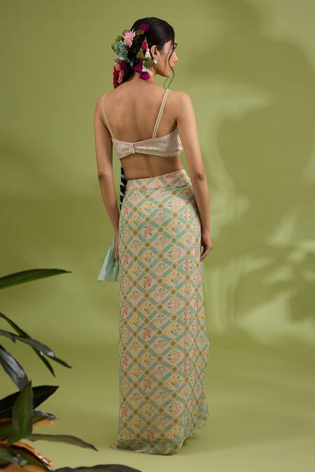 Buy Show Shaa Pink Satin, Organza, Crepe, Half Sunflower Hand Bustier And Draped Skirt Set Online at Aza Fashions Buy_Show Shaa_Pink Satin, Organza, Crepe, Half Sunflower Hand Bustier And Draped Skirt Set _Online_at_Aza_Fashions